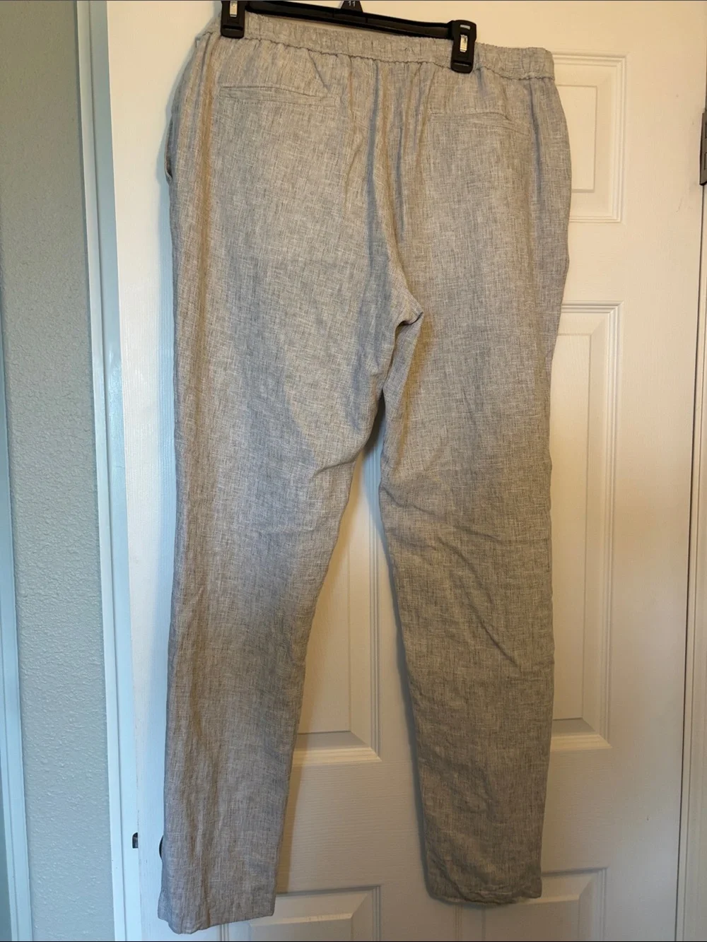 14th & union Men's Light Gray Linen-Blend Drawstring Pants